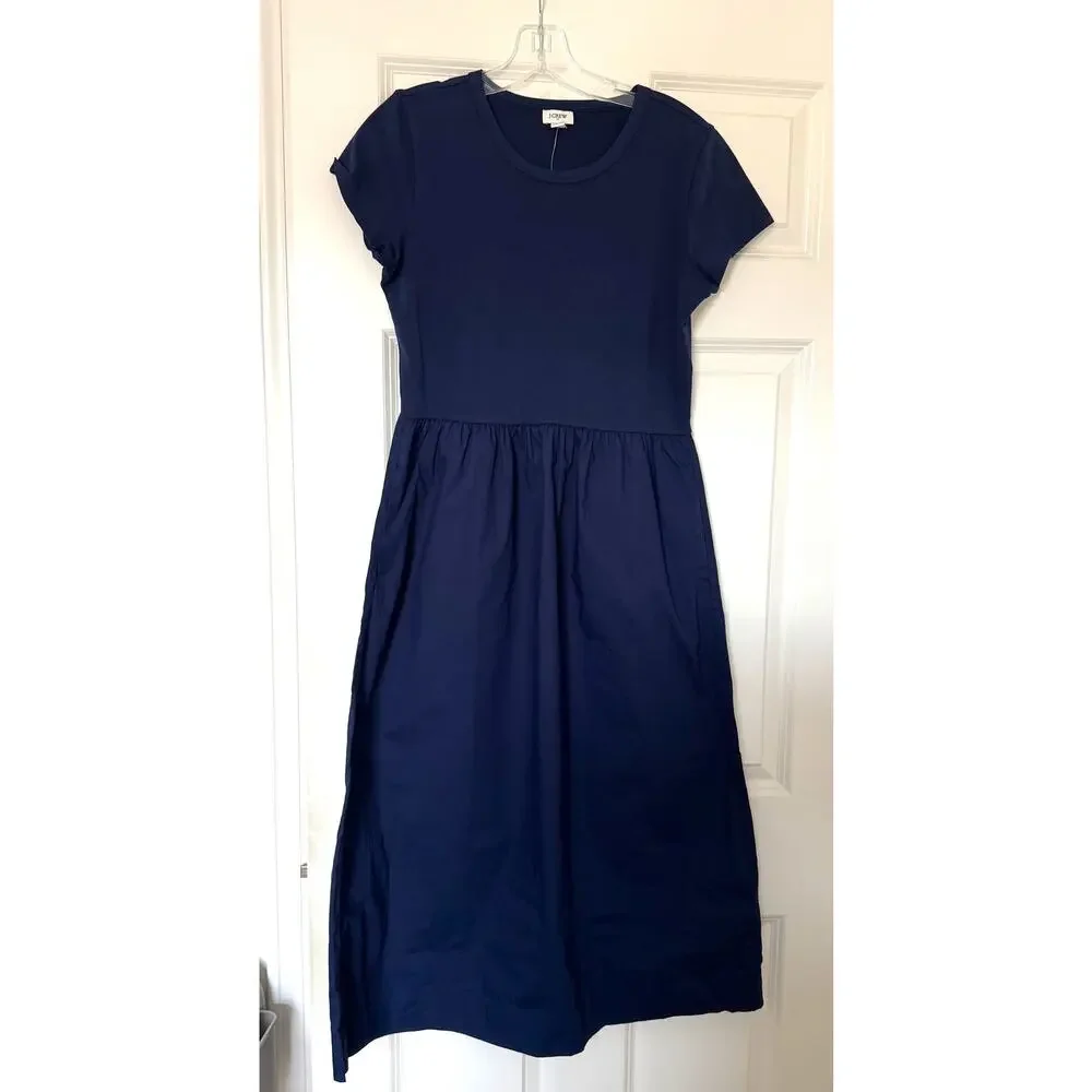 J. Crew Modest T-shirt Maxi Dress Navy Blue Size Small NEW - Picture 3 of 11